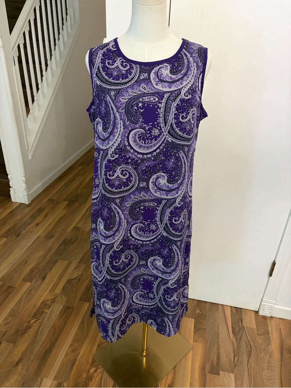 Vintage BonWorth Purple Paisley Bandana Midi Dress, Medium, EUC